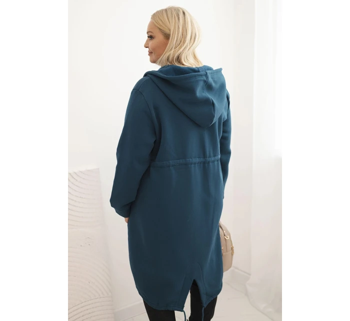 Dámská mikina zateplená Plus Size s kapucí a model 21480759 výstřihem hnědá - K-Fashion