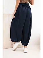 Dámské široké kalhoty s gumou v pase a vázáním typu model 22064417 - K-Fashion Dámské široké kalhoty s gumou v pase a vázáním typu model 22064417 - K-Fashion