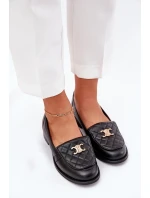 Kožené mokasíny se zlatou ozdobou černé model 21686509 - Laura Messi