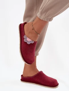 Dámské pantofle s květinou model 21714622 bordó - Inblu