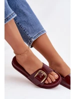 Dámské pantofle s zlatou sponou bordové Rosivana