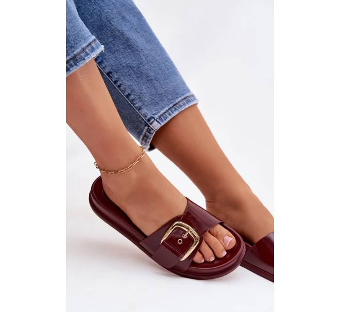 Dámské pantofle s zlatou sponou bordové Rosivana