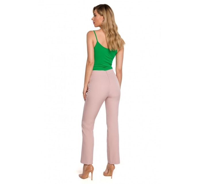 K142 Kalhoty s rovnými nohavicemi - krepová růžová