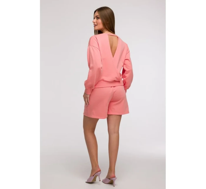 model 21047186 Mikina s otevřenými zády korálová - BeWear model 21047186 Mikina s otevřenými zády korálová - BeWear