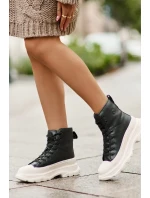 Kožené Zateplené Tenisky Na Masivní Platformě Big Star Černé Kožené Zateplené Tenisky Na Masivní Platformě Big Star Černé