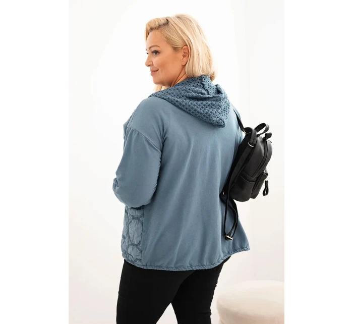 Dámská mikina Plus Size bavlněná rozepínací na zip džínová modrá