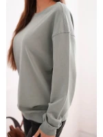 Dámská mikina z bavlny basic s kulatým výstřihem tmavě mátová