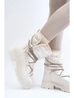Dámské bílé zimní boty s ozdobným šněrováním Rilana Dámské bílé zimní boty s ozdobným šněrováním Rilana