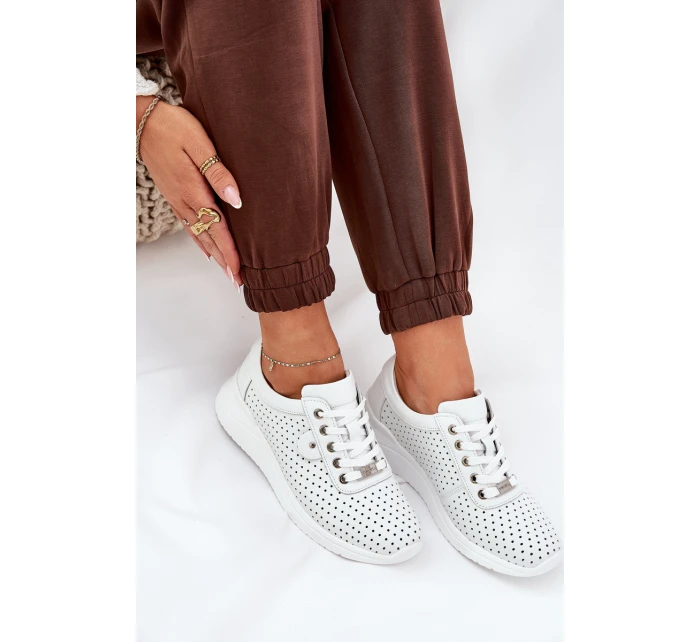 Dámské Kožené Sportovní Boty model 21686730 Bílé - VINCEZA