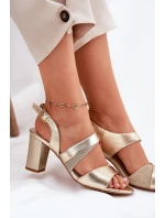 Dámské Sandály Na Podpatku Sergio Leone SK866 Zlaté