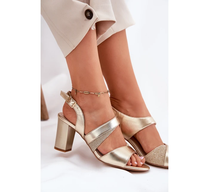 Dámské Sandály Na Podpatku Sergio Leone SK866 Zlaté
