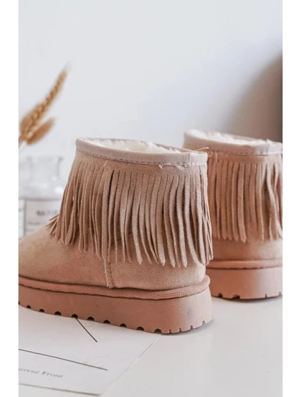 Zateplené dětské sněhule s ozdobnými třásněmi Béžová Nimia