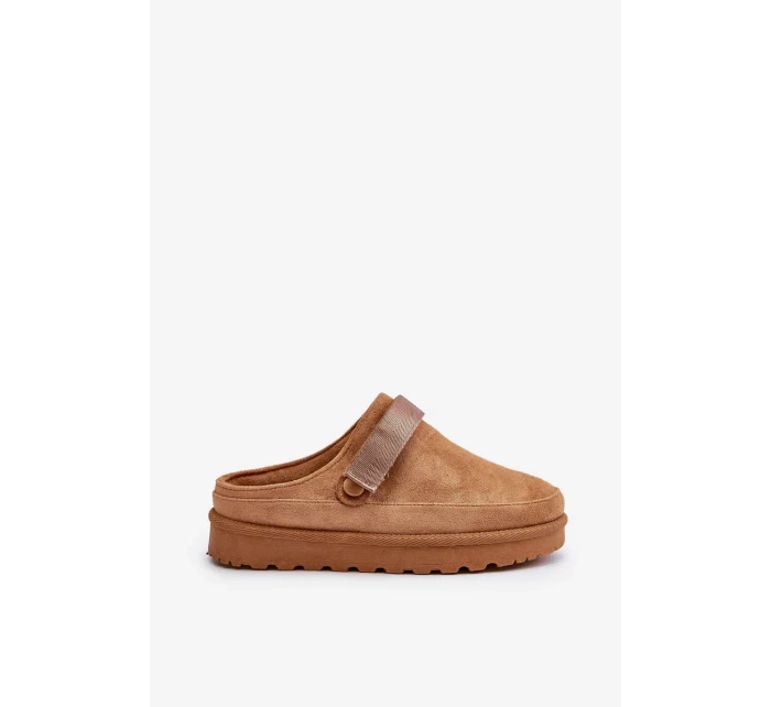 Dámské Zateplené Pantofle s Kožešinou na Platformě Camel Azida Dámské Zateplené Pantofle s Kožešinou na Platformě Camel Azida