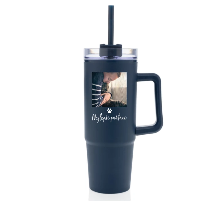 Personalizovaná termoska s průhledným víčkem - fotografie s mazlíčkem