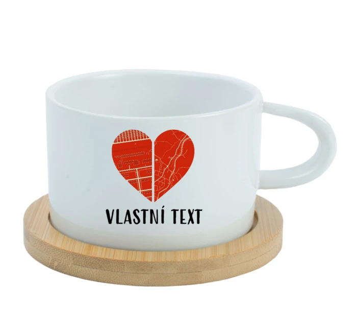 Personalizovaný keramický hrníček Makronka - dvě mapy jako srdce