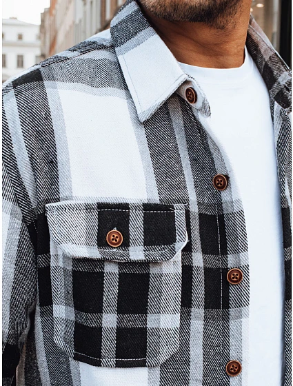 Pánská kostkovaná košile černobílá  model 22128486 - FashionStreet