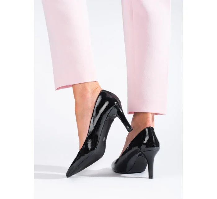 Výborné dámské  lodičky černé na jehlovém podpatku