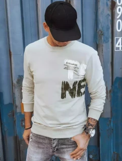 Pánská béžová mikina s potiskem FashionStreet BX5373