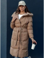 Dámský prošívaný kabát CLOUTIQUE tmavě béžový FashionStreet TY4371