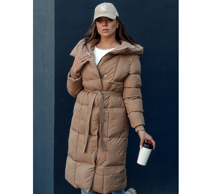 Dámský prošívaný kabát CLOUTIQUE tmavě béžový FashionStreet TY4371