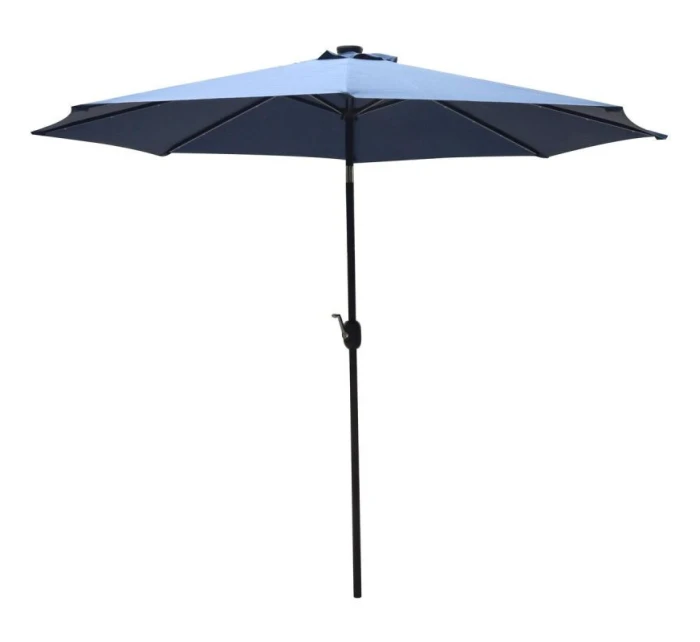 ZAHRADNÍ SLUNEČNÍK S LED OSVĚTLENÍM 300 CM TMAVĚ MODRÝ