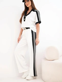 Dámský máslový komplet s polo mikinou a širokými kalhotami černý