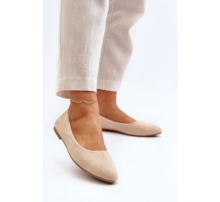 Bežové dámské semišové baleríny model 21651605 - EVENTO