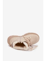 Dámské zimní boty s kožíškem na zip světle béžové Tharika