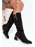 Dámské kozačky na podpatku s eko zamsy černé Lyvienne Dámské kozačky na podpatku s eko zamsy černé Lyvienne