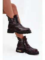 Lakované dámské kotníčková obuv z přírodní kůže s vyhříváním Artiker 57C0165 bordó Lakované dámské kotníčková obuv z přírodní kůže s vyhříváním Artiker 57C0165 bordó