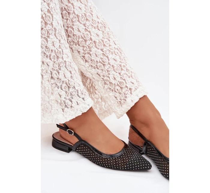 model 22032133 síťované baleríny s otevřenou patou Černé - Boto