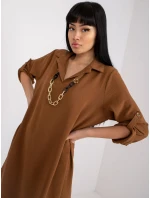 Sukienka DHJ SK model 21127056 brązowy - FPrice Sukienka DHJ SK model 21127056 brązowy - FPrice