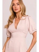 M852 Kombinéza s puff rukávy - světle béžová