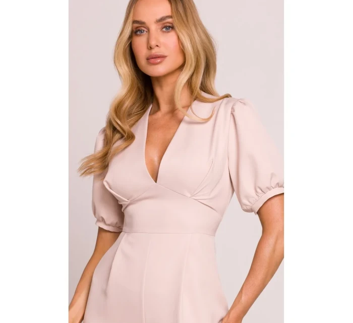 M852 Kombinéza s puff rukávy - světle béžová