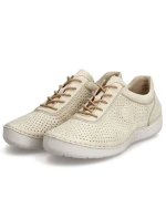 Dámské perforované béžové kožené polobotky model 21904669 - Rieker