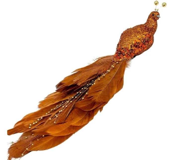 OZDOBNÝ PTÁK NA KLIPU 38CM BRONZ A MĚĎ OZDOBNÝ PTÁK NA KLIPU 38CM BRONZ A MĚĎ