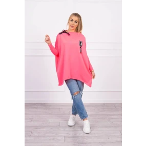 Oversize mikina s asymetrickými boky růžová neonová Oversize mikina s asymetrickými boky růžová neonová