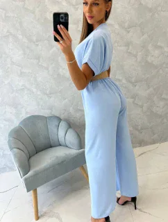 Kombinéza s ozdobným páskem v pase modrá