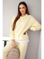 Dámská souprava s máslovou barvou, volná mikina a tepláky žlutý Dámská souprava s máslovou barvou, volná mikina a tepláky žlutý