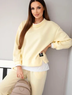 Dámská souprava s  volná mikina a tepláky žlutý model 21808625 - K-Fashion