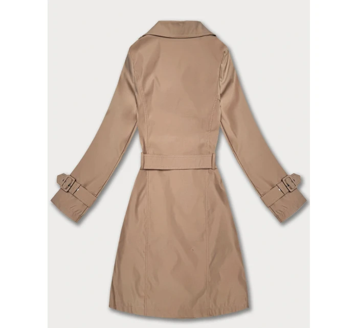 Płaszcz damski typu trencz z paskiem Goodlookin ciemny beżowy (KK60416-4#)