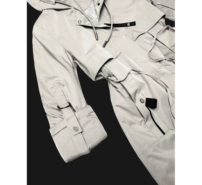 Prosta kurtka damska z podwijanymi rękawami Goodlookin jasny beżowy (B8556-26)