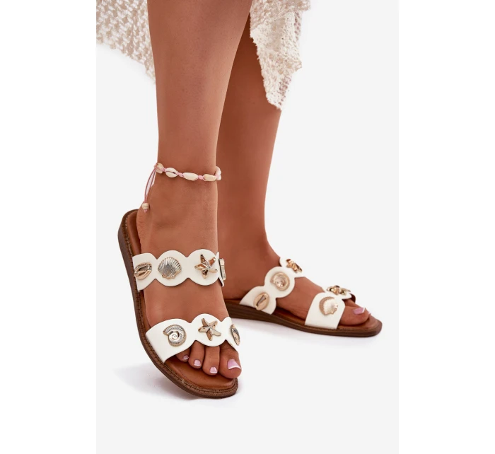 Dámské Pantofle Se Zlatými Bílé model 21699117 - Boto Dámské Pantofle Se Zlatými Bílé model 21699117 - Boto