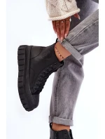 Zateplené kožené tenisky se zipem Big Star MM274625 černé