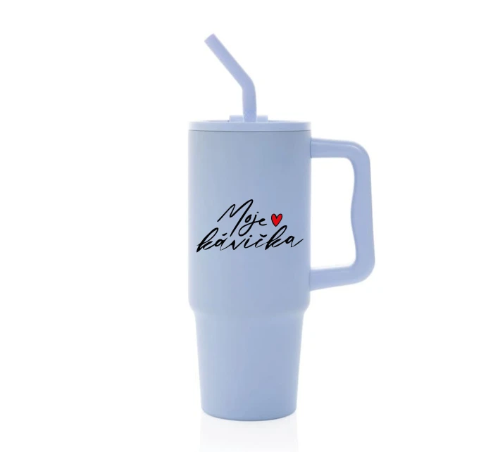 MOJE KÁVIČKA - světle modrý cestovní termohrnek 900 ml