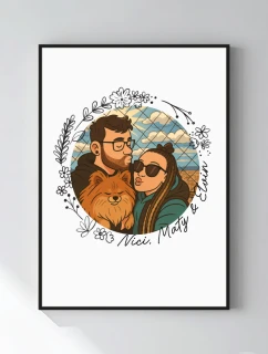 Plakát v rámu - 50x70- květinové ohraničení 