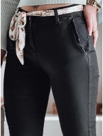 Dámské látkové chinos kalhoty s páskem ROSSALI černé FashionStreet UY2295
