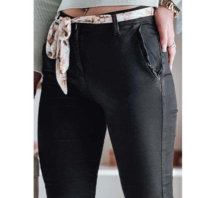 Dámské látkové chinos kalhoty s páskem ROSSALI černé FashionStreet UY2295