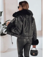 Dámská kožená bunda s kožešinou černá FashionStreet TY5209 Dámská kožená bunda s kožešinou černá FashionStreet TY5209