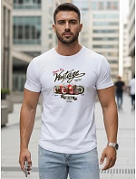 Pánské bílé tričko s retro potiskem FashionStreet NX5094R